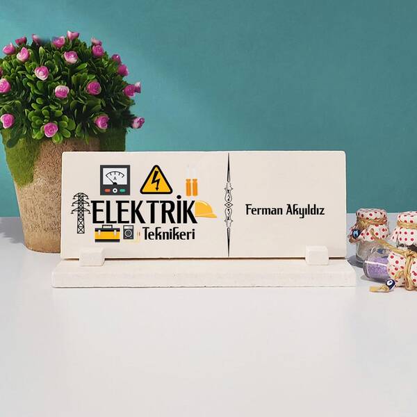 Elektrik Teknikerine Hediye Masa İsimliği