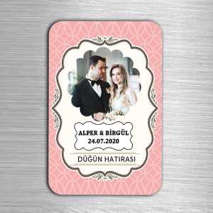 İsme Özel Fotoğraflı Düğün Hatırası Magnet - Thumbnail