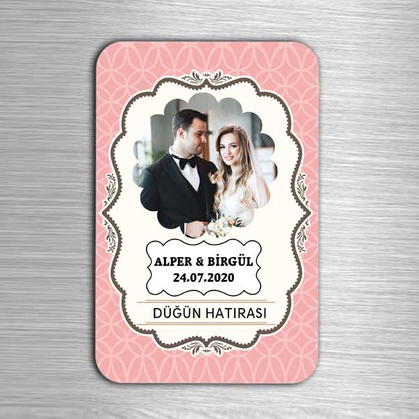 İsme Özel Fotoğraflı Düğün Hatırası Magnet