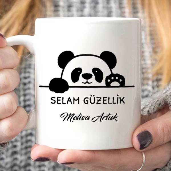 İsme Özel Selam Güzellik Panda Kupa Bardak