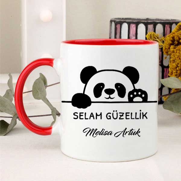 İsme Özel Selam Güzellik Panda Kupa Bardak