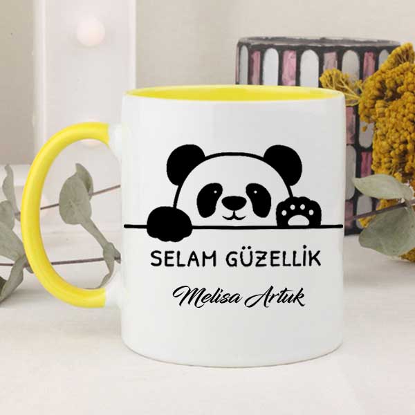 İsme Özel Selam Güzellik Panda Kupa Bardak