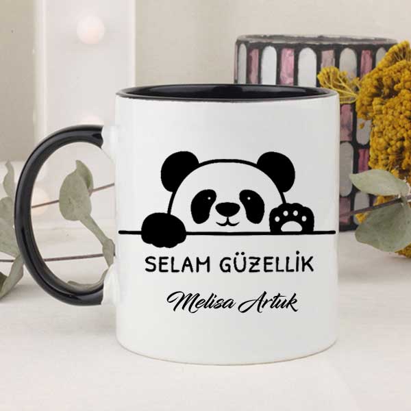 İsme Özel Selam Güzellik Panda Kupa Bardak