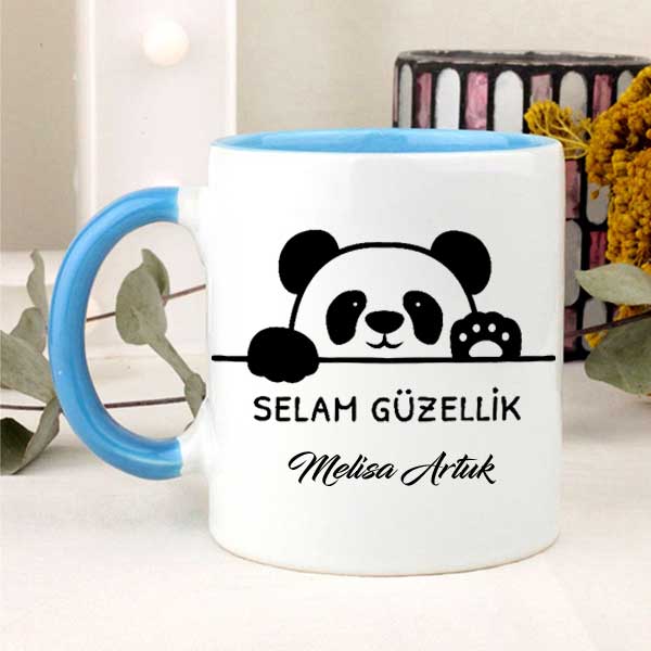 İsme Özel Selam Güzellik Panda Kupa Bardak