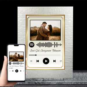 Kişiye Özel Fotoğraflı Spotify Ses İzi Fotoğraf Çerçevesi - Thumbnail