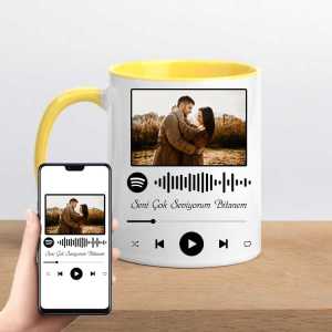 Kişiye Özel Fotoğraflı Spotify Ses İzi Kupa Bardak - Thumbnail