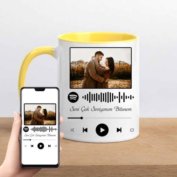 Kişiye Özel Fotoğraflı Spotify Ses İzi Kupa Bardak