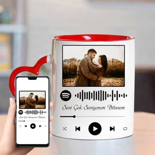 Kişiye Özel Fotoğraflı Spotify Ses İzi Kupa Bardak