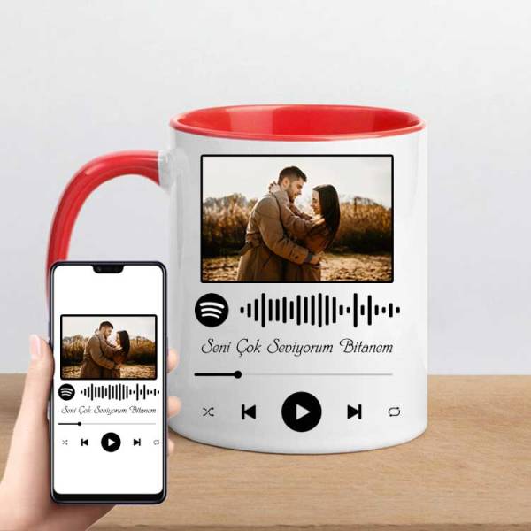 Kişiye Özel Fotoğraflı Spotify Ses İzi Kupa Bardak