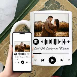 Kişiye Özel Fotoğraflı Spotify Ses İzi Kupa Bardak - Thumbnail