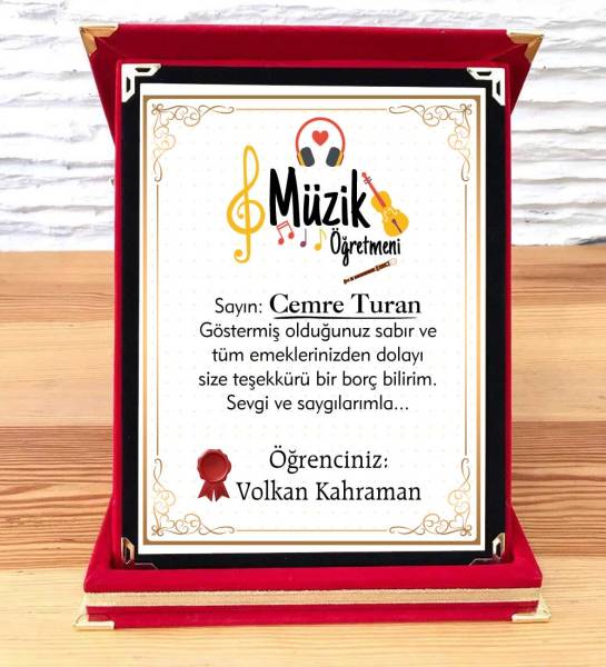 Müzik Öğretmenine Hediye Plaket