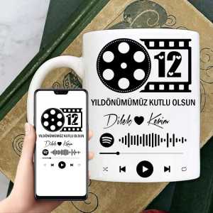 Yıl dönümümüz Kutlu Olsun Spotify Ses İzi Kupa Bardak - Thumbnail