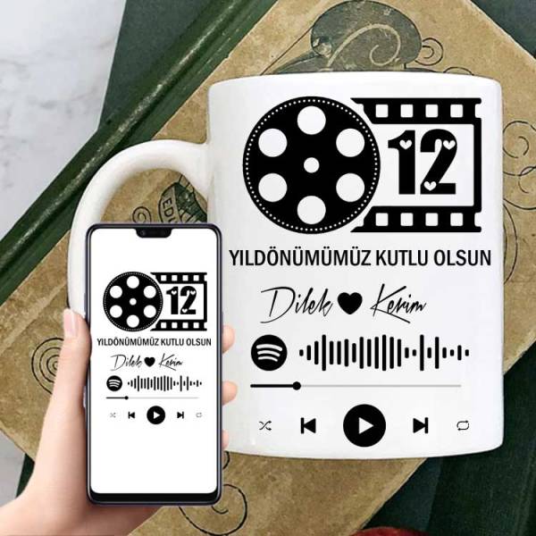 Yıl dönümümüz Kutlu Olsun Spotify Ses İzi Kupa Bardak